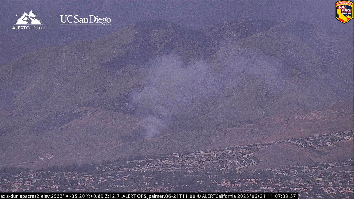 Hwy.330 x/Highland Ave. Highland @CALFIREBDU[New Incident] @CALFIREBDU is aware of smoke visible on the @ALERTCalifornia Dunlap Acres 2 Camera. 