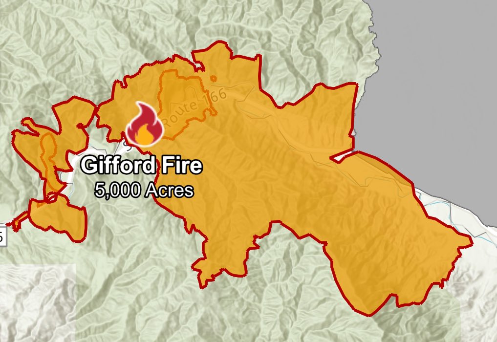 ANF Air Attack 51 has Mapped the GiffordFire at 12,786 acres, beyond the Initial Guesstimate of 5k acres