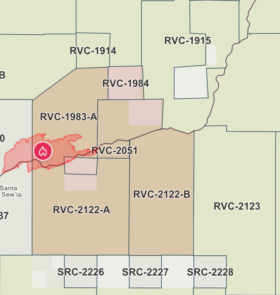 RosaFire Evening Evacuations.Evacuations Orders - Zones RVC-1983-A, 1984, 2051, 2052, 2122-A, 2122-B.New Evacuations Warnings in Affect for Zones RVC-1915, 1916, 2123.RosaFire Air Tankers are getting Released for the Evening. 