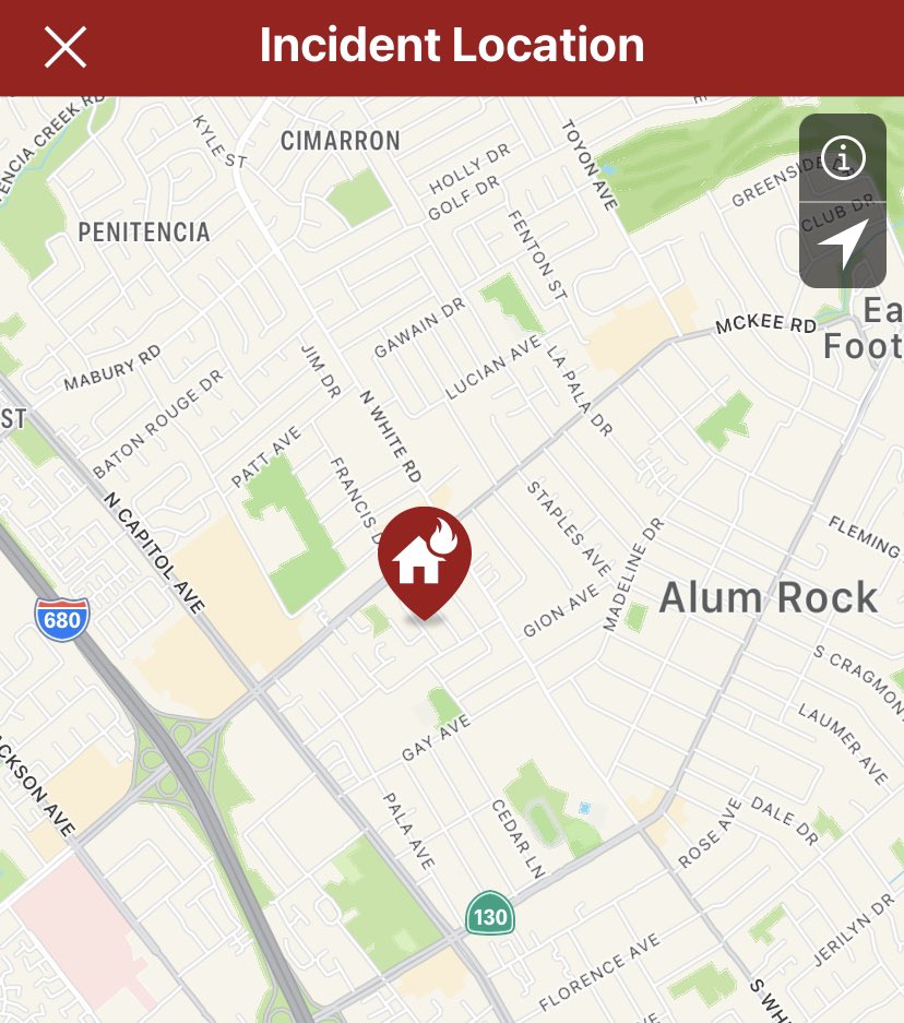 SJFD firefighters remain on scene of a first alarm assignment for a fire at a single family home on the 200 block of Alpine Ave. Fire contained to kitchen and attic. No injuries. Two adults, two kids, and one dog displaced.