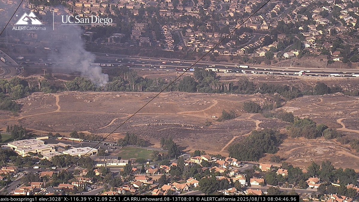SpringsFire A homeless camp fire into the vegetation along the railroad tracks at Box Springs Rd x/I-215 Riverside