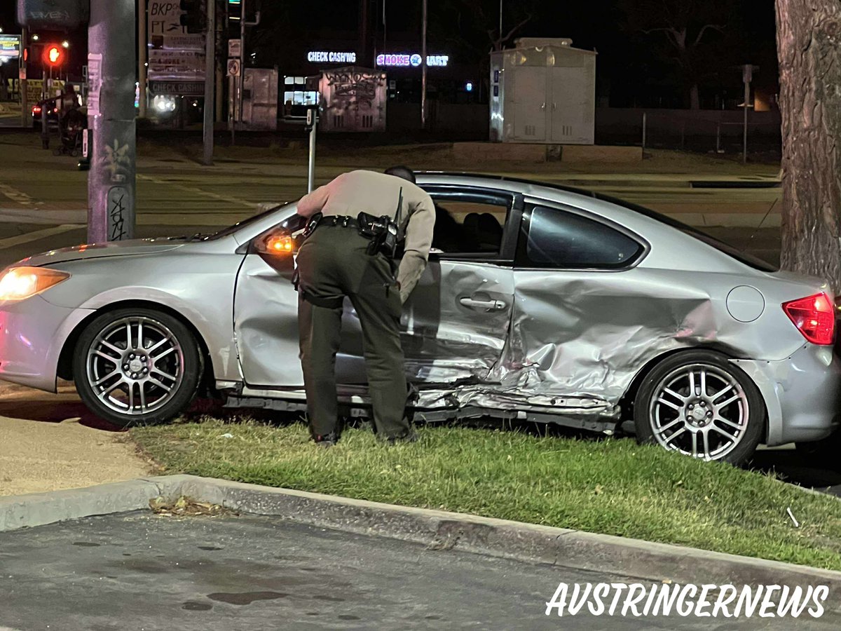 Lancaster, ca: Deputy drove up on a two vehicle traffic collision Sierra Hwy and Ave J, requesting additional units to block traffic. And requesting Fire department. : Per AMR 2 vehicles, 2 injured and 1 trapped.