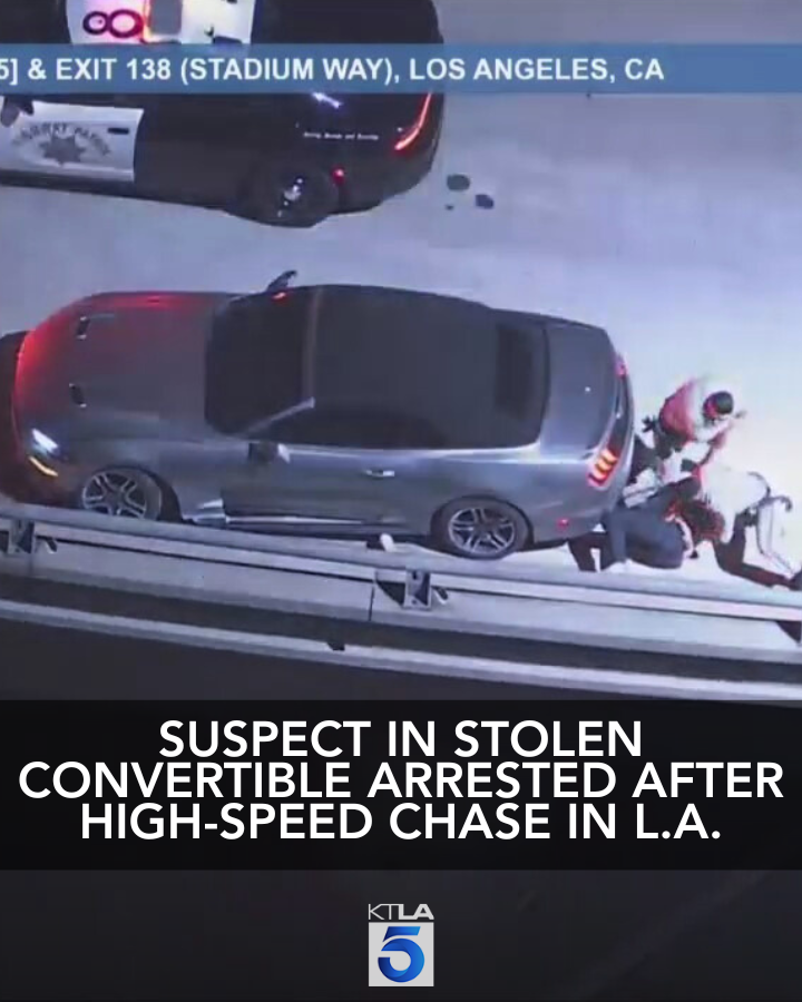 A suspect who led police on a high-speed chase in a stolen convertible was arrested after crashing in Los Angeles.