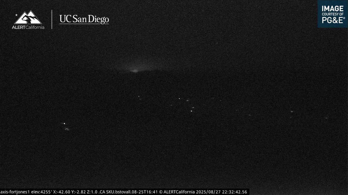 From Klamath National Forest The BlueFire is 20 acres burning in tall brush and snags. A faint glow can be seen on the cams showing the BlueFire, most likely a Lightning Holdover and it Flared up this early evening