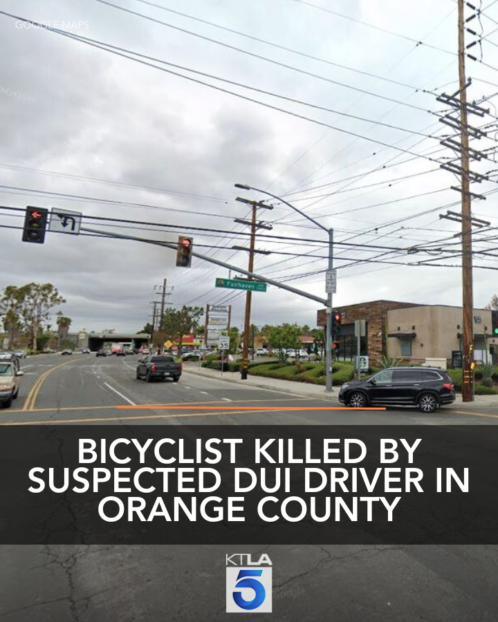 A woman was arrested after a bicyclist was killed in a suspected DUI crash in Santa Ana.