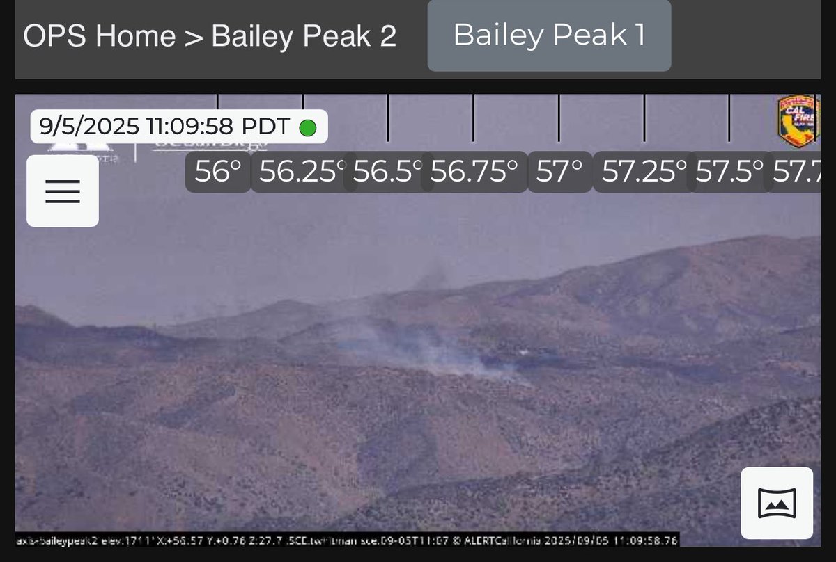 Vegetation Fire Apple Valley. Hot Springs Trail in the Deep Creek area. Smoke showing on @ALERTCalifornia cameras. Full wildland response including aircraft. Air attack reporting 1 acre slow rate of spread