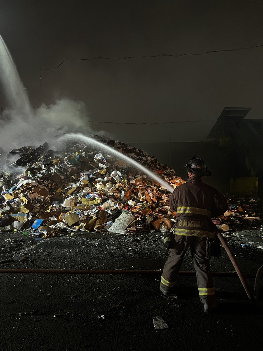 OFD responded to a fire in a debris pile at the California Waste Solutions facility. Crews contained the fire to the area of origin but approx 20 FF remained on scene for over an hour as heavy equipment vehicles began separating the burning debris