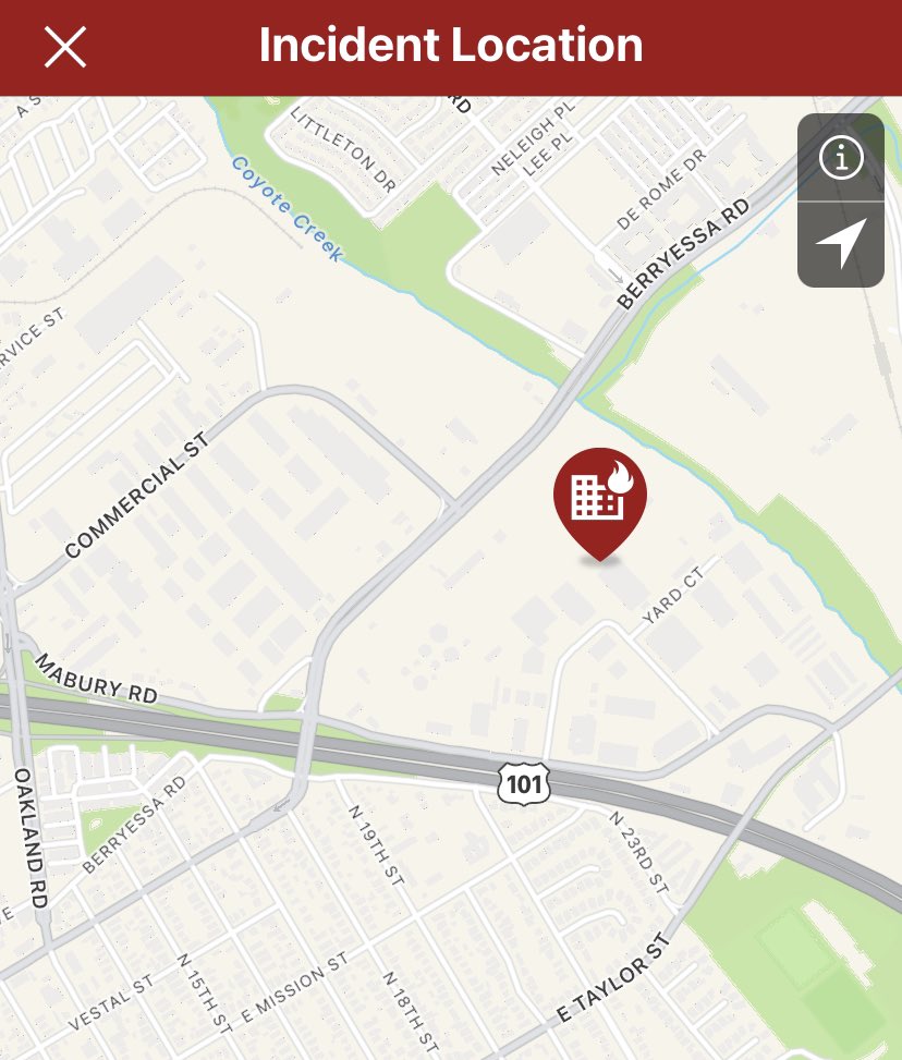 SJFD has a second alarm responding to a commercial structure fire at a recycling plant on the 1000 block of Timothy Dr. Traffic is impacted nearby.