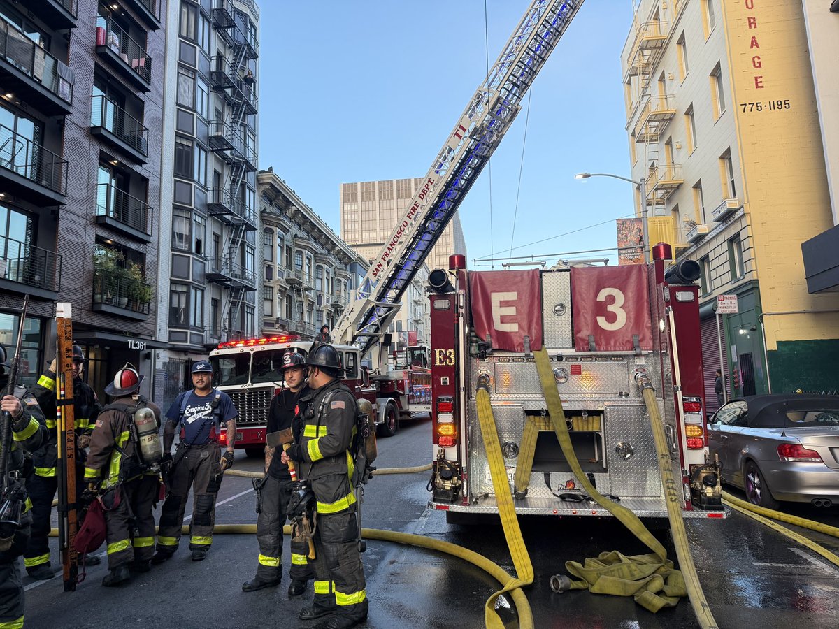 San Francisco Fire is on the scene of a 1-alarm structure fire in the 300 block of Turk Street.The fire has been contained to the seventh floor. Room of origin. At this time, 1 injury have been reported. The person has been transported to hospital. Please