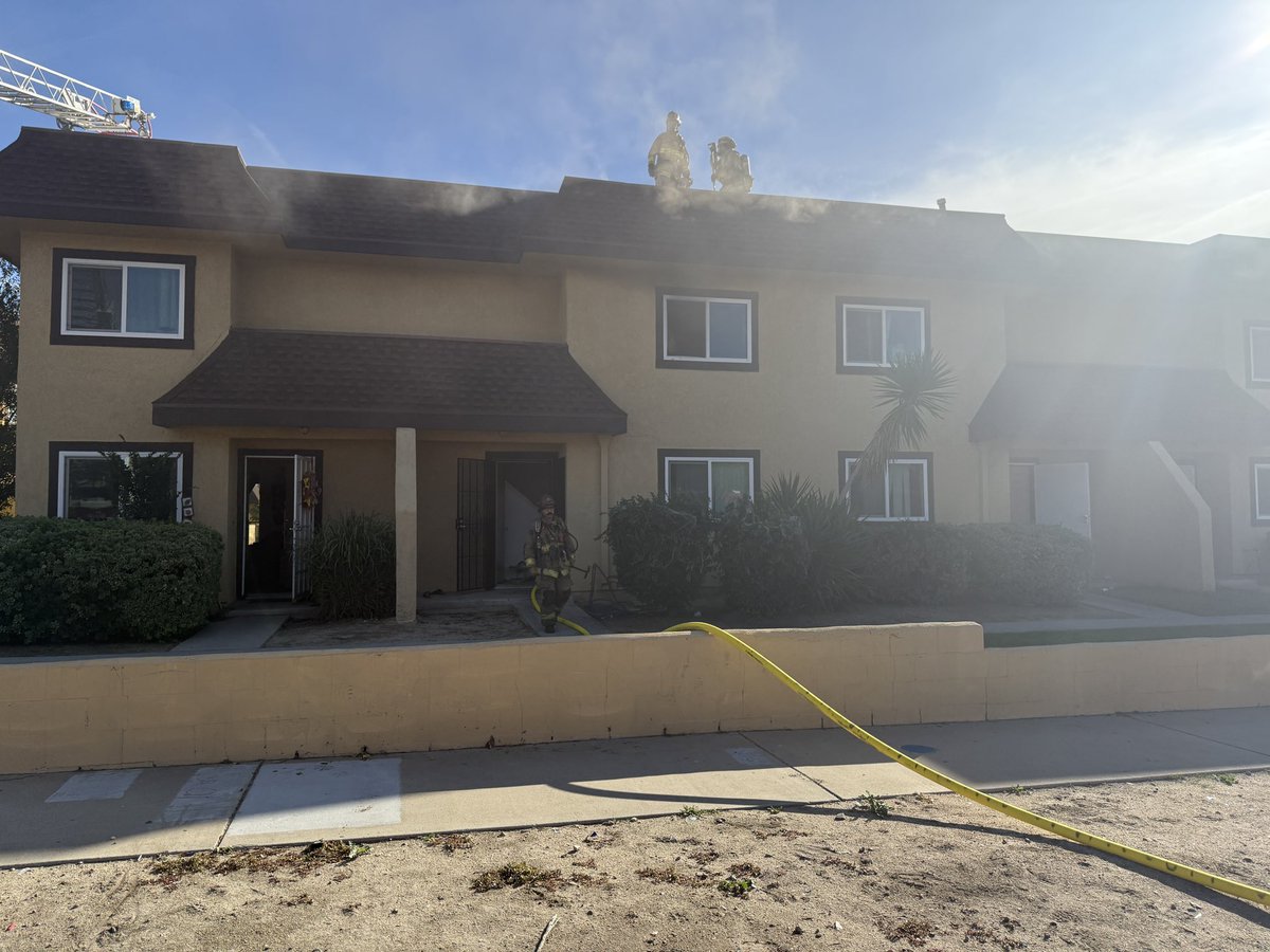 SAN BERNARDINO: SBCoFD on scene of a Commercial structure fire in a two-story, four-unit residential unit on the 4100 block of E Street. Crews making good progress on fire, residents evacuating