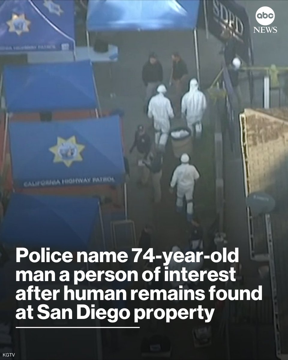 Authorities have named a 74-year-old man a person of interest after human remains were discovered at a San Diego property — and he's already been charged in the killing of at least one person, according to police