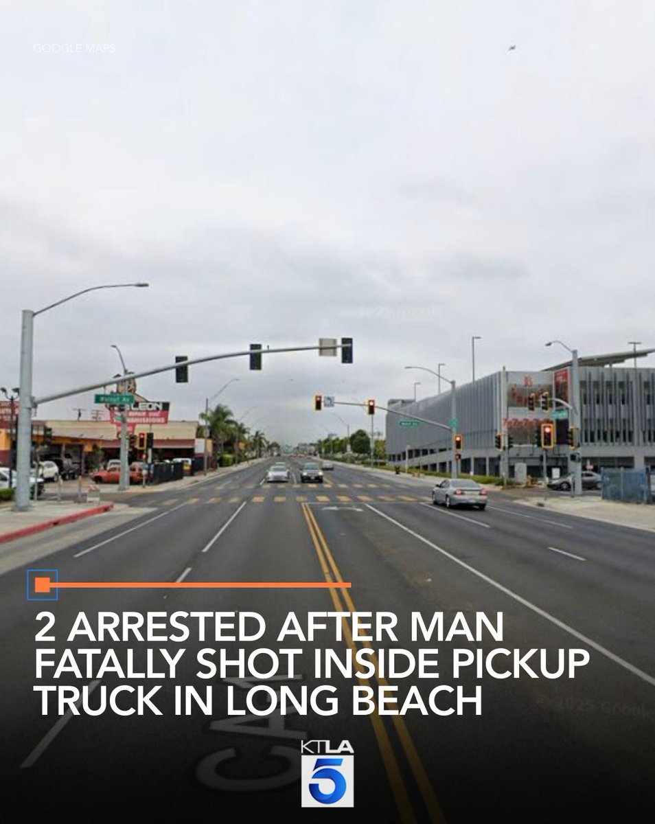 Two suspects were arrested after a man was fatally shot inside a pickup truck in Long Beach