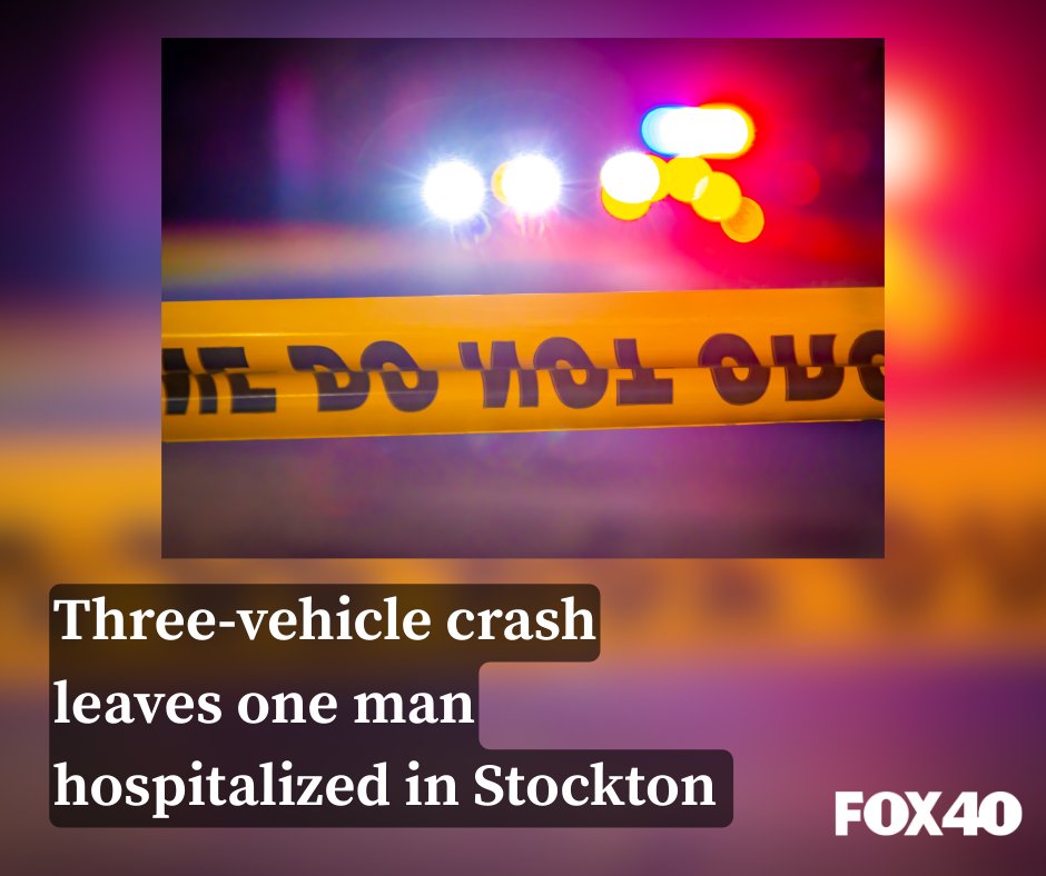Stockton police reported that one person was injured Monday afternoon in a three-vehicle crash.