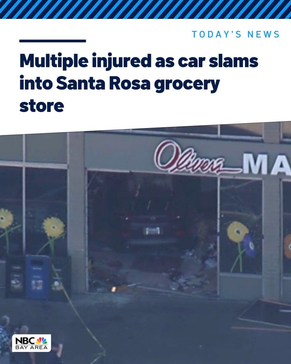 Seven people were injured when a car crashed into a grocery store in Santa Rosa, fire officials said Friday