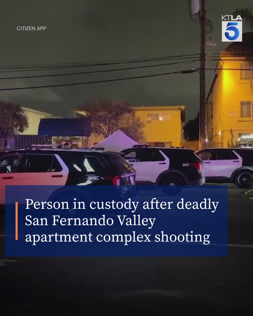 A shooting at an apartment complex in the San Fernando Valley left one person dead overnight, and one person is now in custody, authorities say