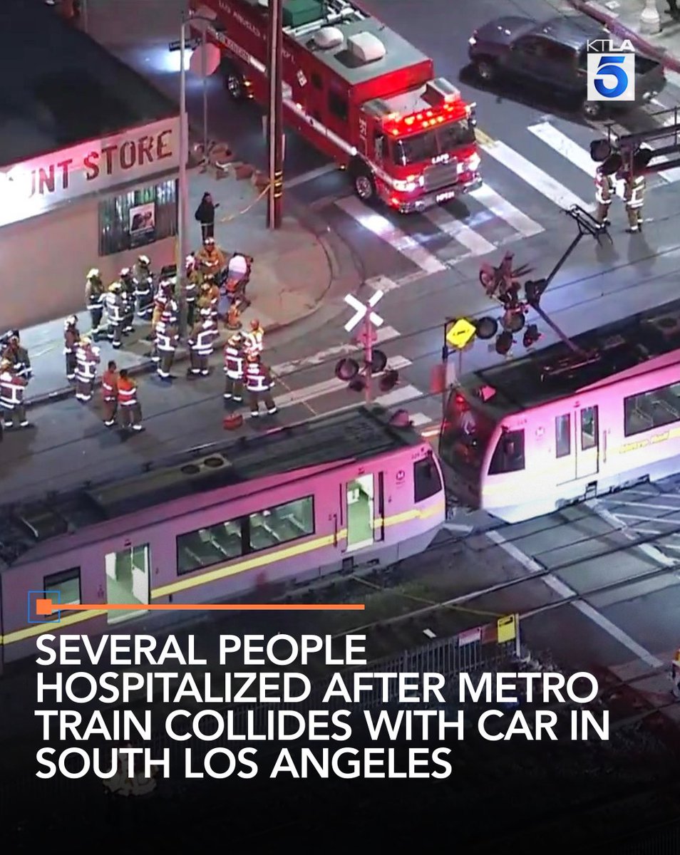 Several people were hospitalized after a Metro train collided with an SUV in South Los Angeles