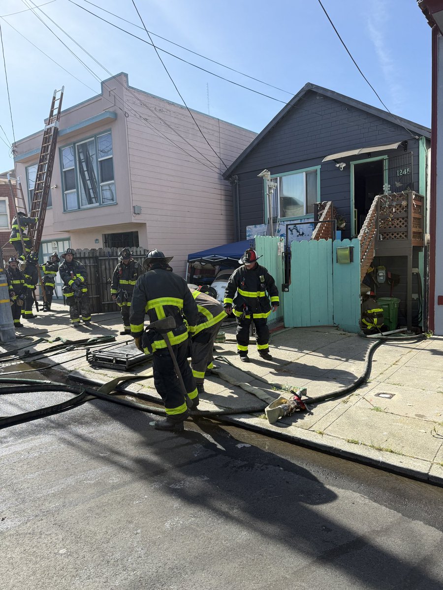 1 - ALARM FIRE San Francisco Fire is on the scene of a 1-alarm structure fire in the 1200 block of Hollister Street.Initial reports are of a fire in the garage. At this time, no human injuries have been reported.One dog was injured and is receiving medical attention and one