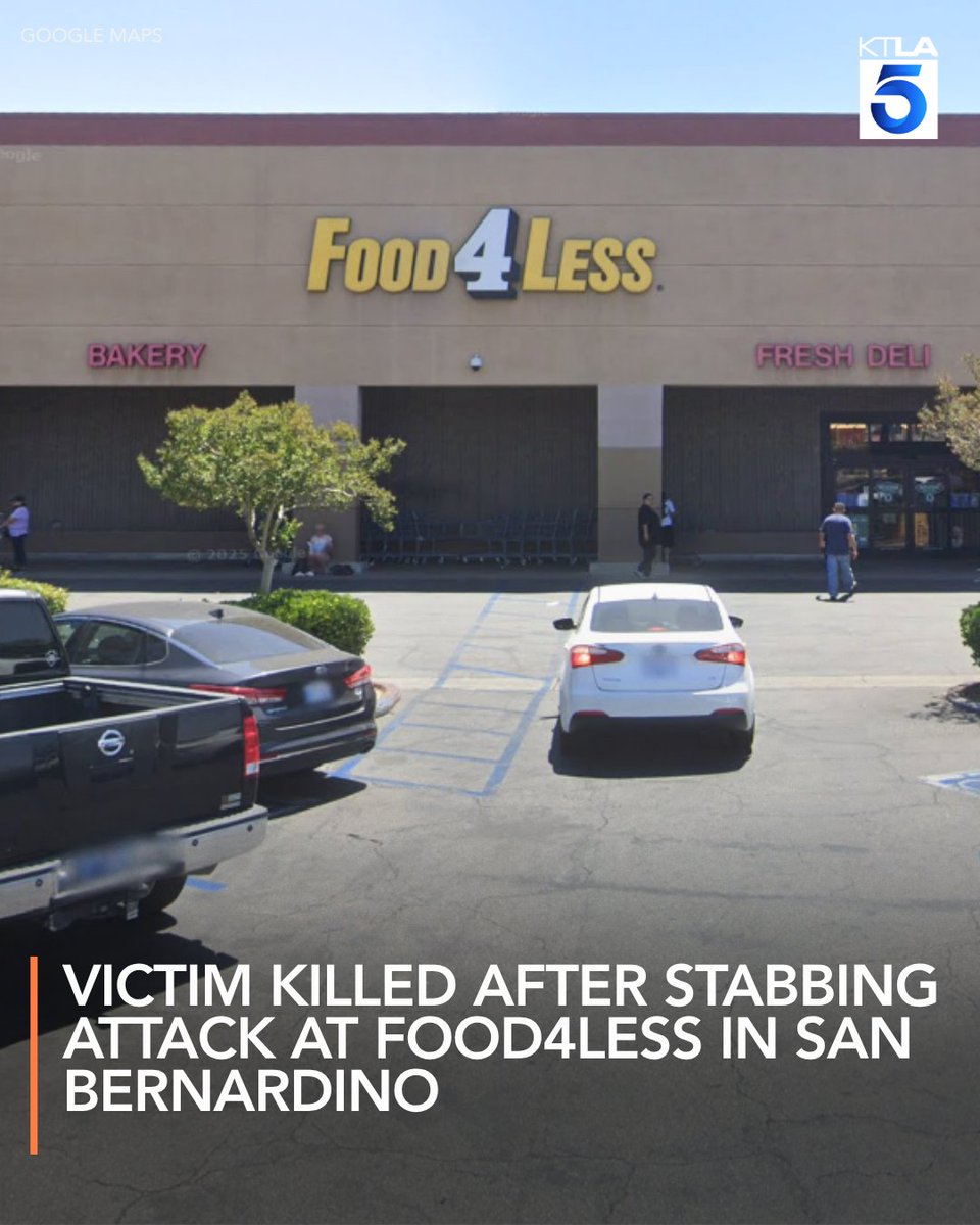 A suspect remains at large after stabbing a victim to death at a Food4Less market in San Bernardino