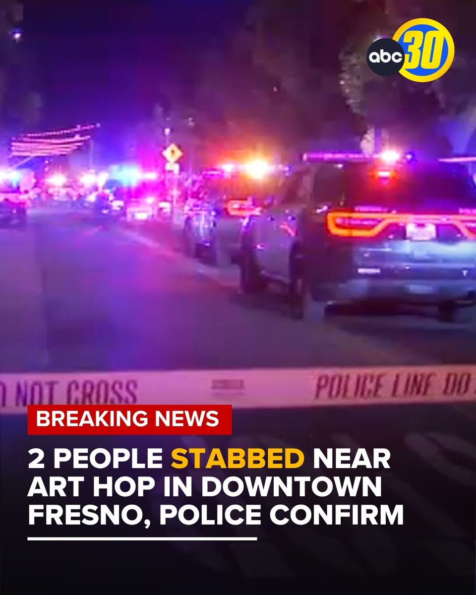 Two people have been stabbed at a separate location close to Art Hop in Downtown Fresno on Thursday night, police confirm.