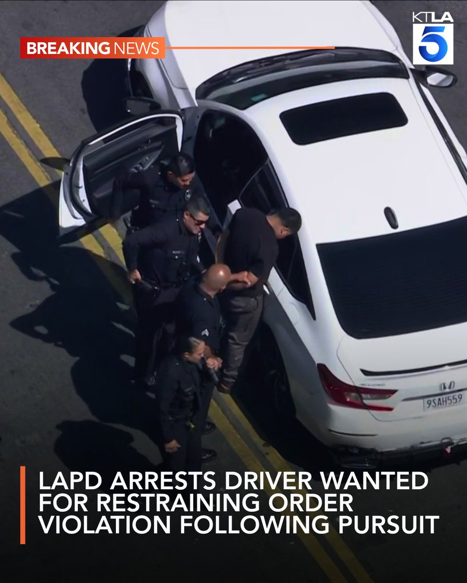 The Los Angeles Police Department has arrested a suspect wanted in connection to a possible restraining order violation following a pursuit Tuesday morning