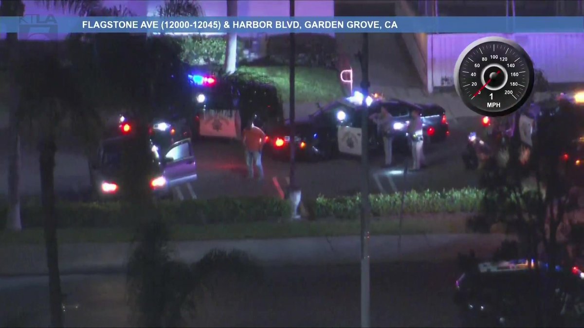The male driver pulled over in a parking lot in Garden Grove and surrendered to officers.