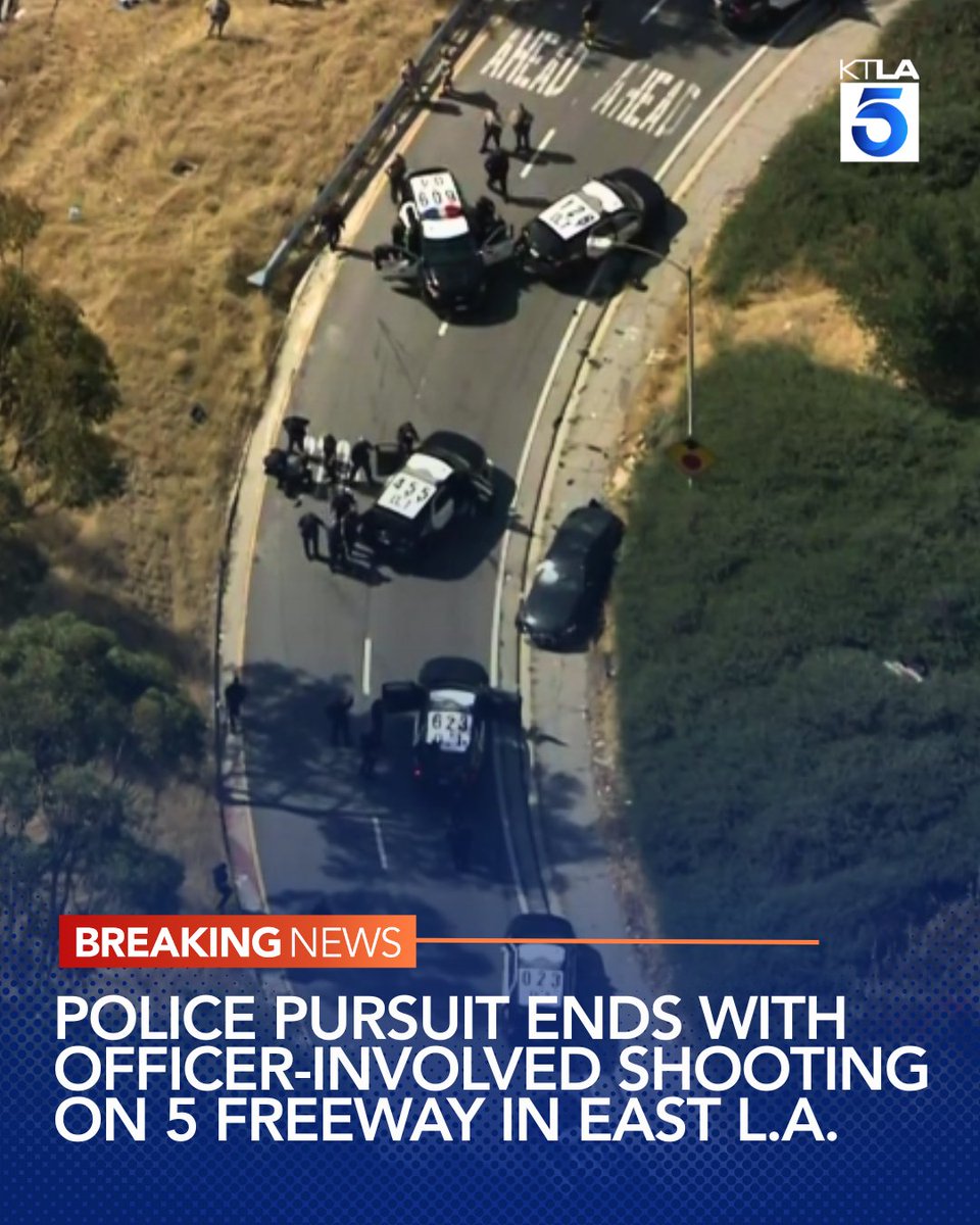 A police pursuit ended with an officer-involved shooting on the busy 5 Freeway in East Los Angeles Wednesday morning,