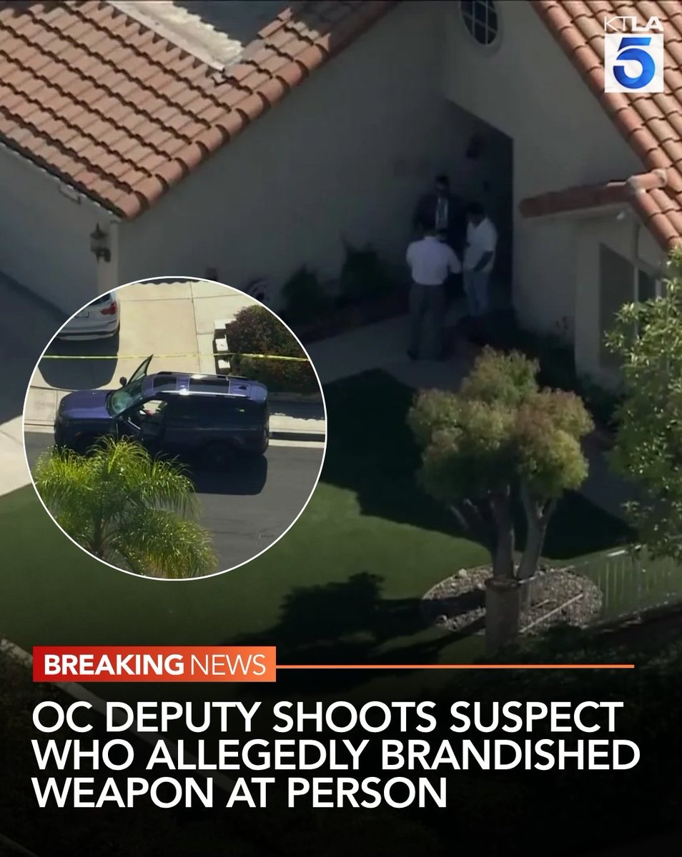 An investigation is underway Friday morning in Lake Forest after a suspect was shot by an Orange County deputy on a residential street following reports of the person brandishing a firearm
