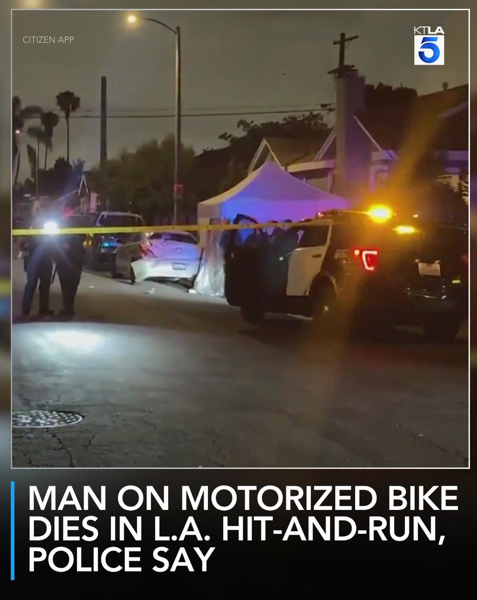 A man riding a motorized bike was killed in a hit-and-run in a Los Angeles neighborhood overnight, police confirmed