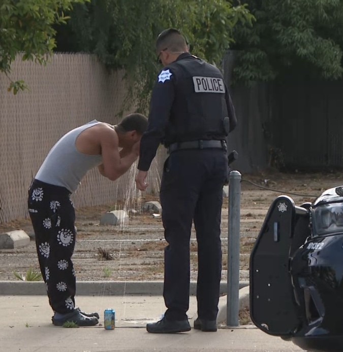Two men ended up pepper sprayed after a road rage fight during traffic on Monday morning in Fresno