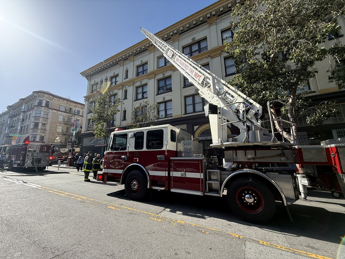 1 - ALARM FIRE San Francisco Fire was on the scene of a 1-alarm structure fire in the 400 block of Ellis. Initial reports fire contained inside of a room on the 4th floor. One person had a complaint for a minor injury and was transported to a local hospital. 