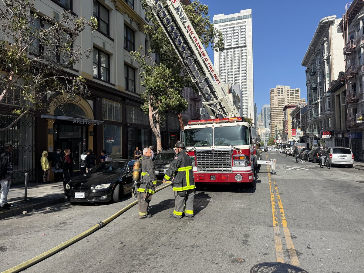 1 - ALARM FIRE San Francisco Fire was on the scene of a 1-alarm structure fire in the 400 block of Ellis. Initial reports fire contained inside of a room on the 4th floor. One person had a complaint for a minor injury and was transported to a local hospital. 