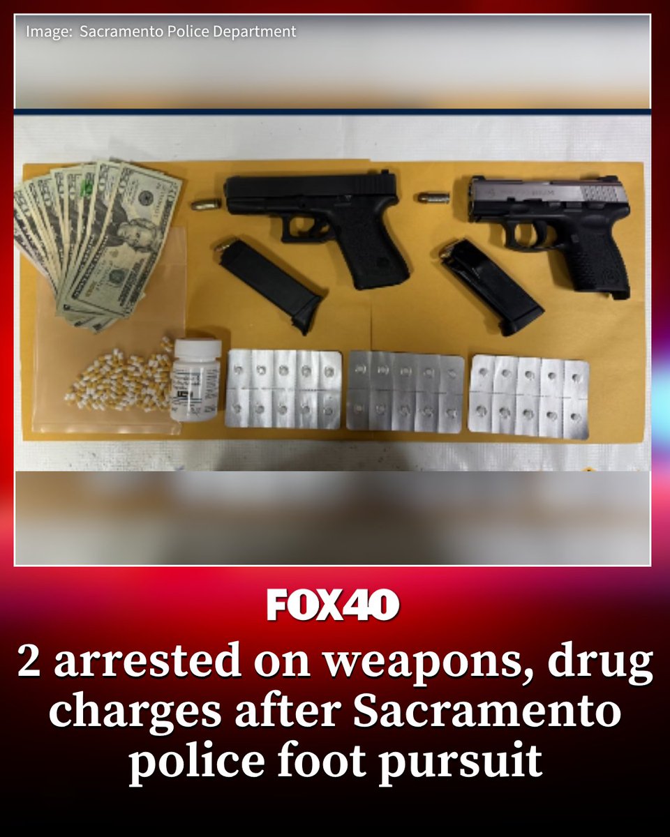 Two men were arrested on weapons and drug-related charges after a foot pursuit and vehicle search in Sacramento, police said.