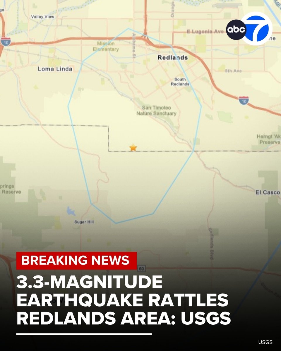 A 3.3-magnitude earthquake rattled the Redlands area on Wednesday morning, according to the U.S. Geological Survey