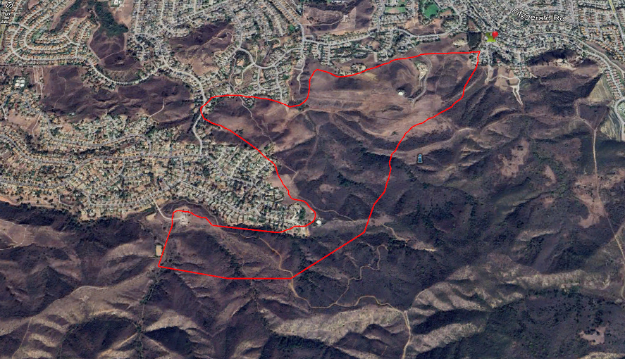 SandyFire Looking at the news footage the fire is pretty close to this and it's showing 350-380 acres