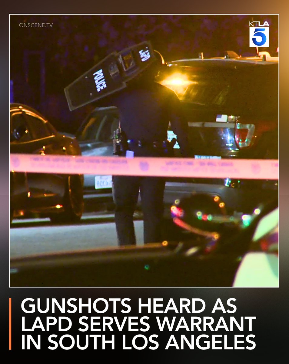 Gunshots were heard while officers were serving a warrant in a South Los Angeles neighborhood overnight