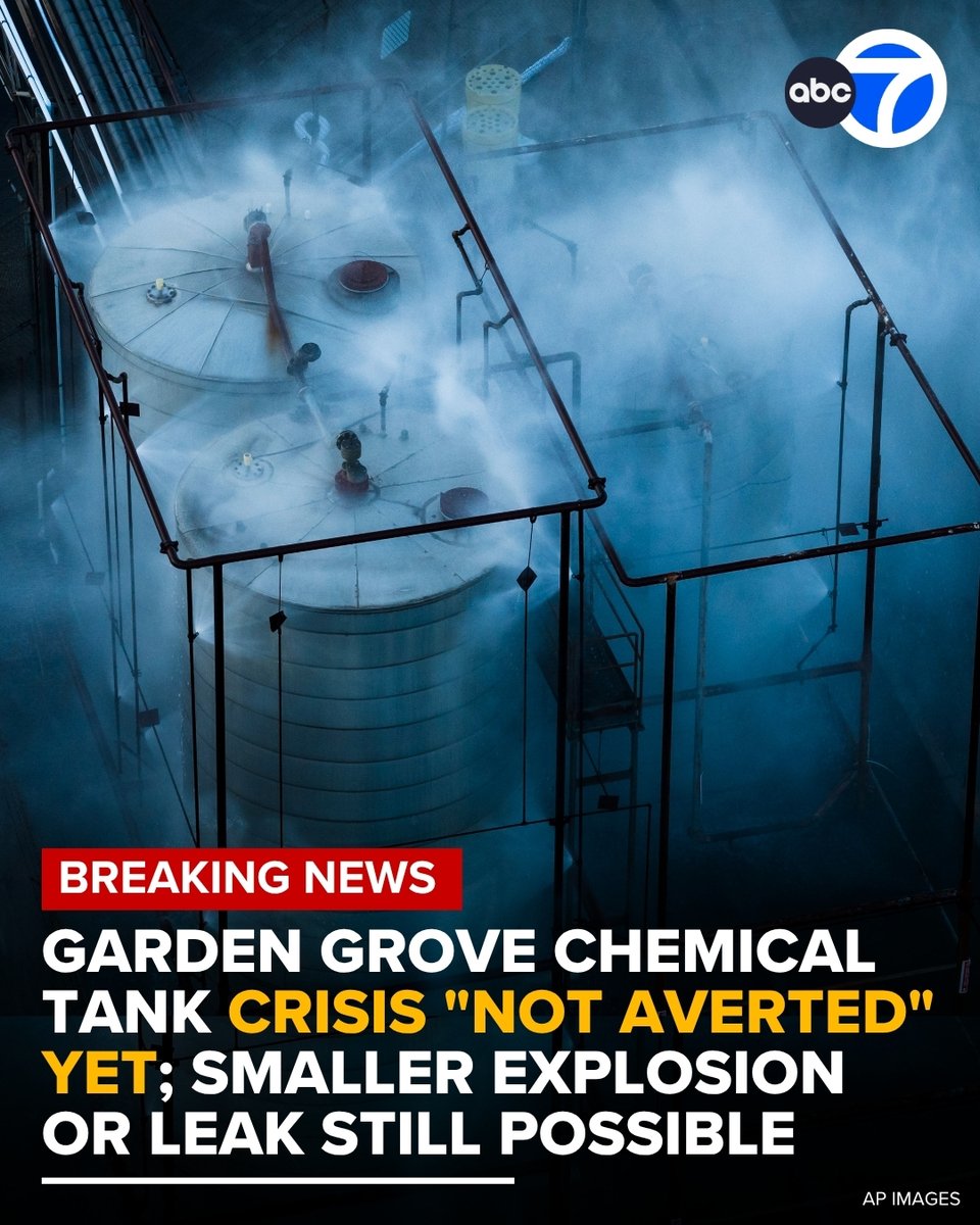 Crisis is not averted, OCFA Interim Fire Chief TJ McGovern clarified Monday morning, adding that the most catastrophic explosion threat from the Garden Grove chemical tank has been killed due to a crack in the tank relieving pressure