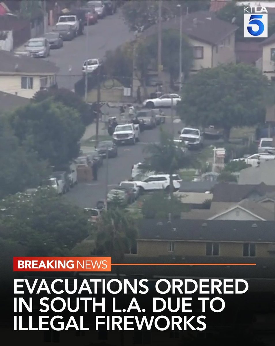 Evacuations have been ordered in a South Los Angeles neighborhood Wednesday morning after authorities found a large amount of illegal fireworks