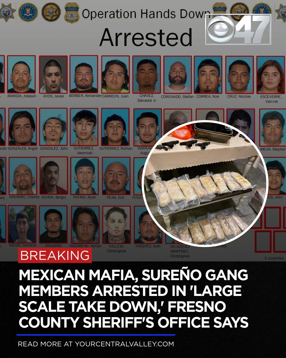 A total of 69 suspects were arrested in what the Fresno County Sheriff’s Office describes as a “large-scale takedown operation” focusing on Mexican Mafia and Sureño gang members, officials announced on Monday