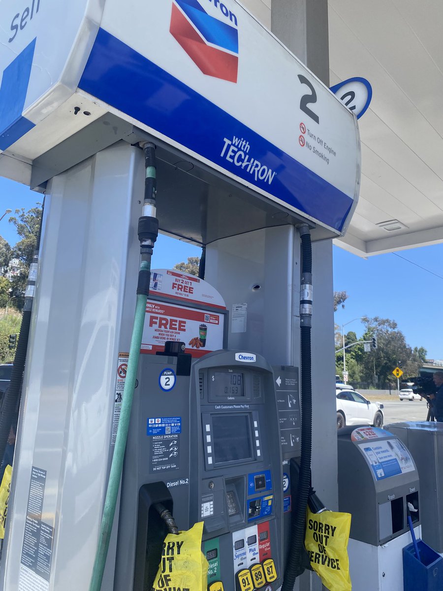DOZEN BULLET HOLES spotted at a gas station at Bayshore Blvd and Jerrold Ave in SF where an SFPD officer was shot several times and a suspect was critically injured late Sun night. Police say the officer had surgery and is expected to recover. Two robbery suspects