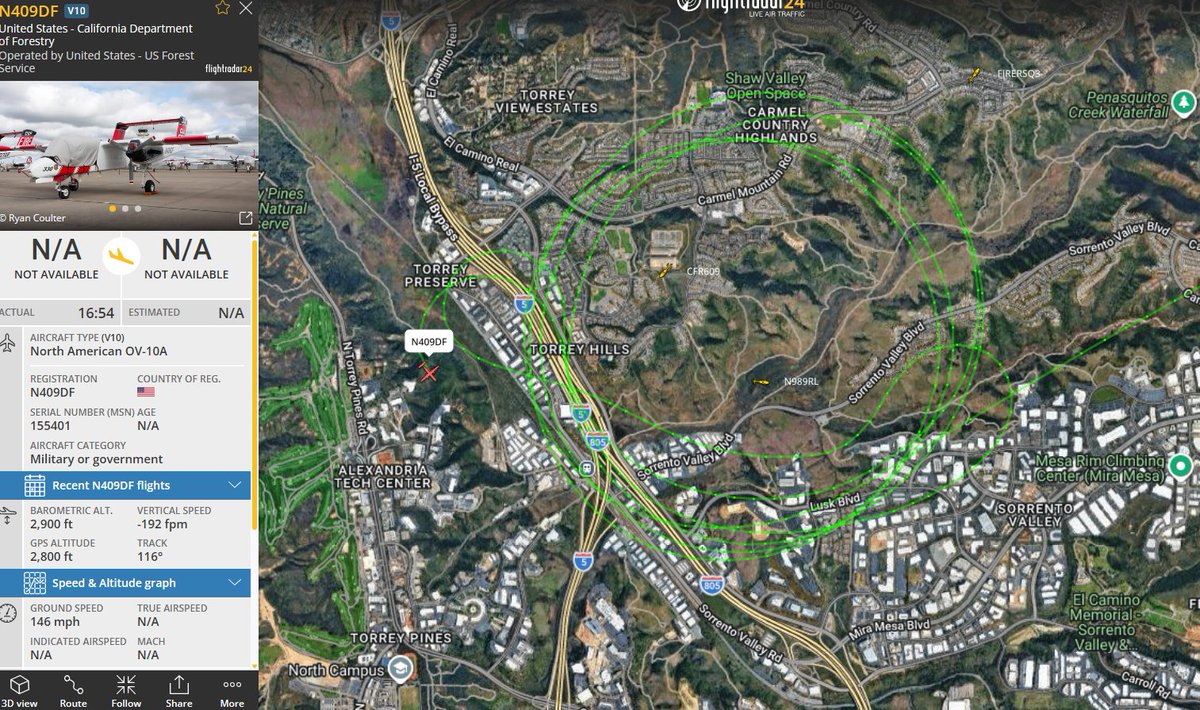 SorrentoFire Fire is burning east at a Dangerous Rate of Spread, 30 acres with a potential for 200 acres, I-5 x/Sorrento Valley Blvd  