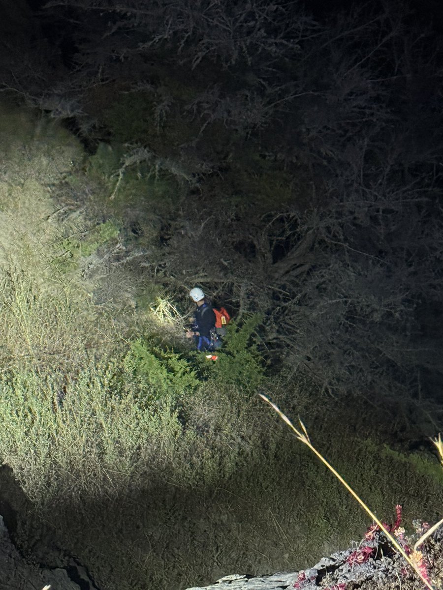 SAN FRANCISCO, CA – This is an update on the cliff rescue operation underway at Dead Man’s Point in San Francisco’s Presidio. The adult hiker is currently communicating with rescuers on the cliff top. SFFD technical rescue teams are using cell phone triangulation 