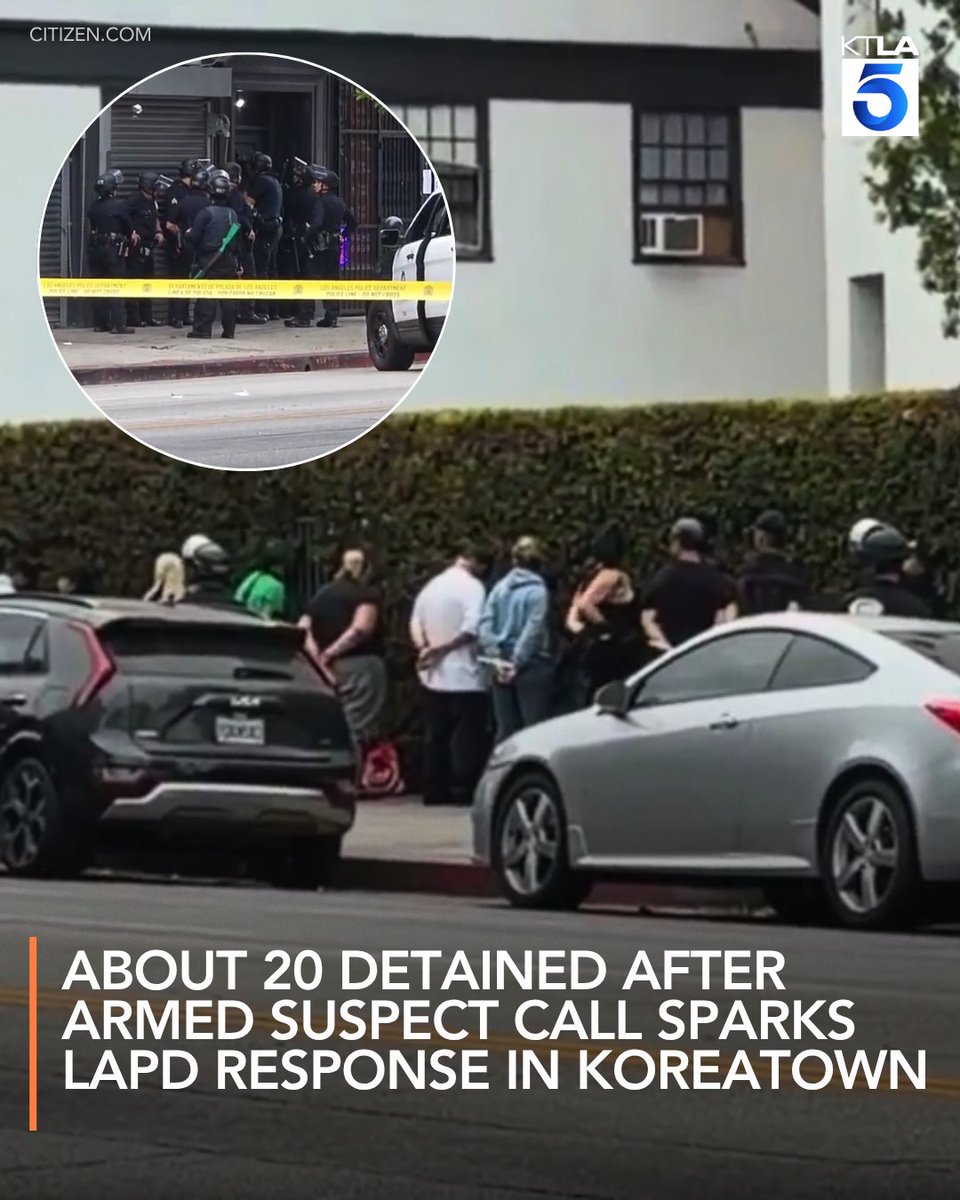 About 20 people were detained Saturday during a large police response in Los Angeles' Koreatown after authorities received reports of an armed man threatening people, officials said
