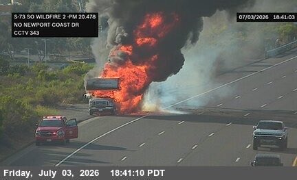 NewportBeach / California Heavy smoke can be seen near the 73fwy and Newport Coast, an RV has caught on fire and is fully engulfed now