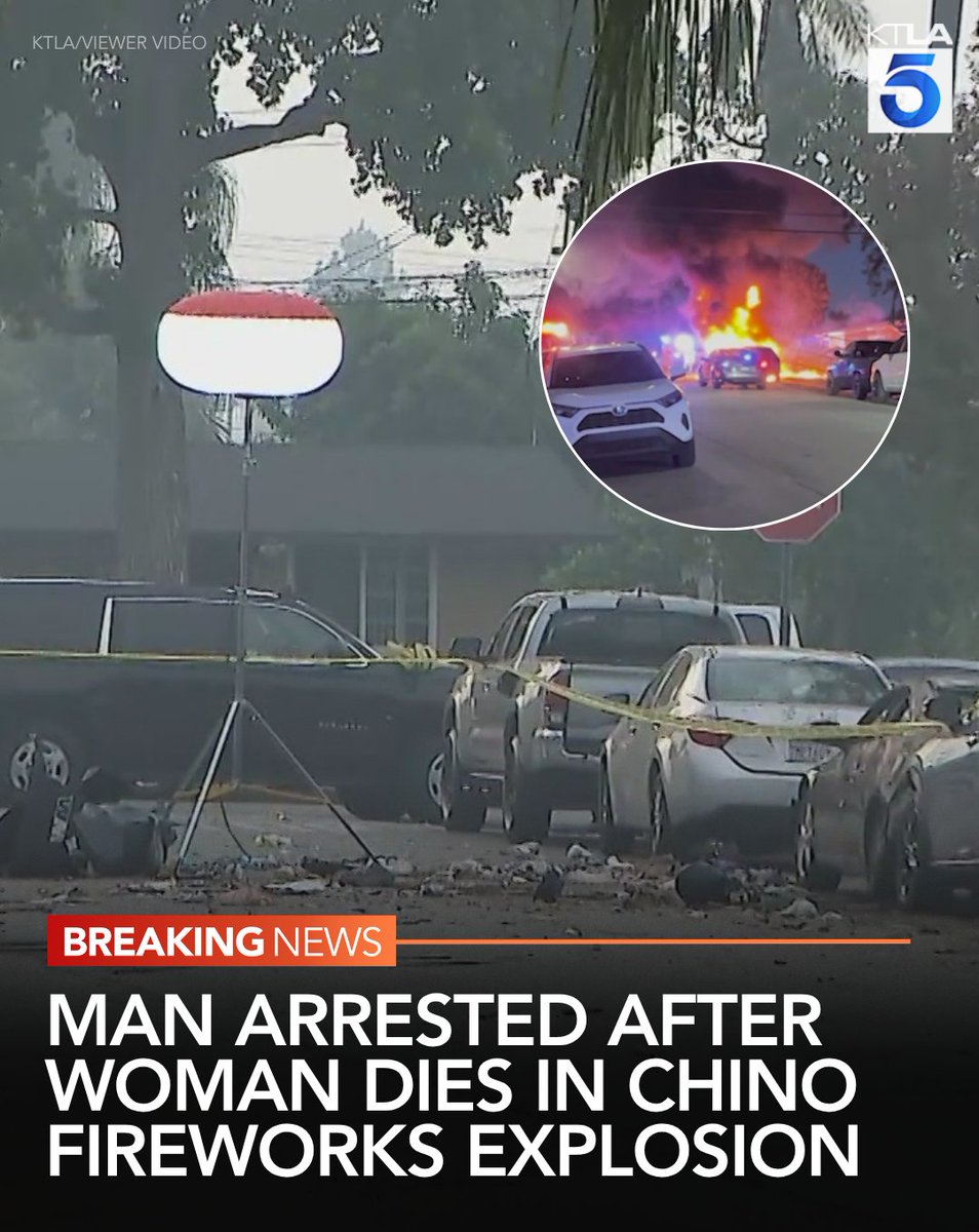 Authorities arrested a man after a woman died in a fireworks explosion on the Fourth of July in Chino