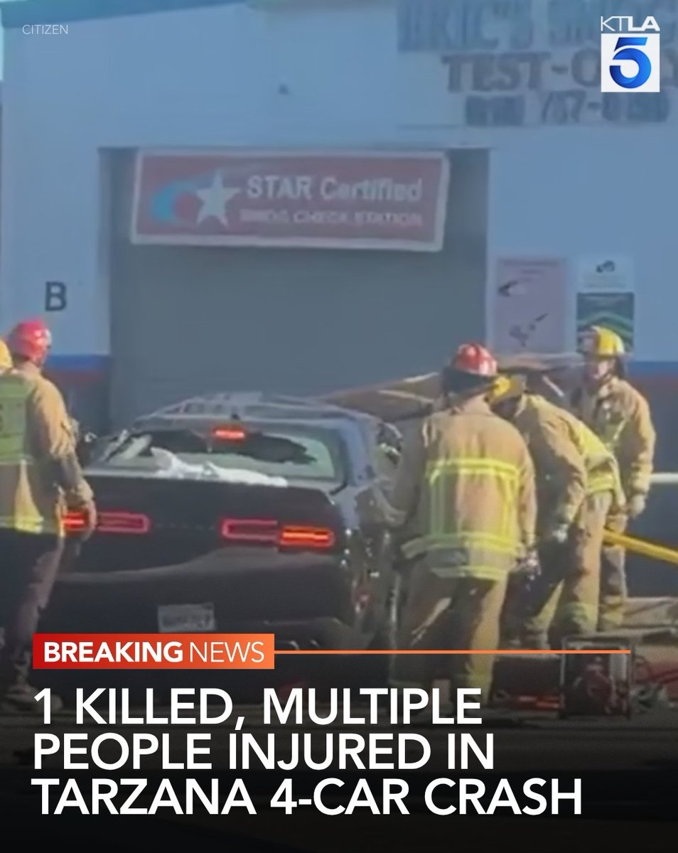 One person is dead and multiple people were injured in a four-car crash near the Tarzana-Encino border