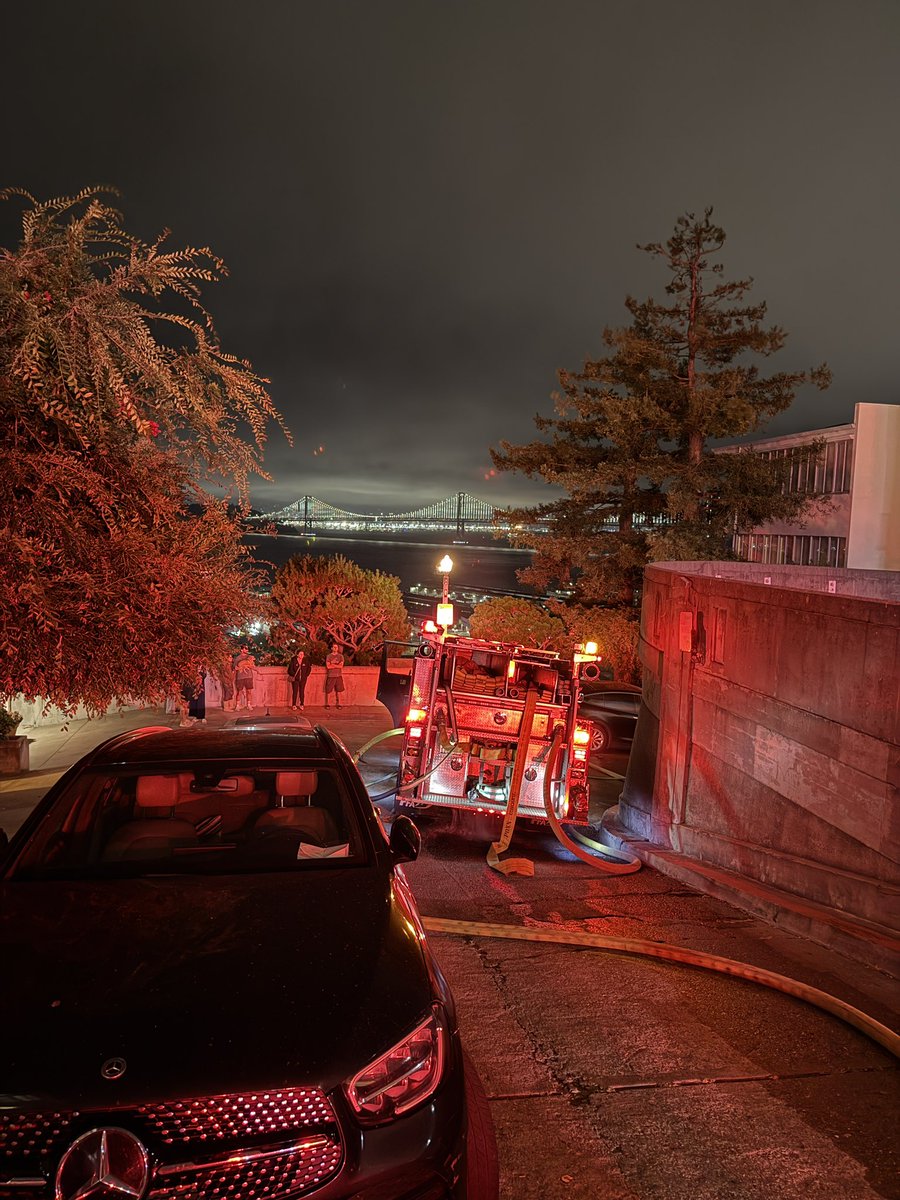 The San Francisco Fire Department is currently on the scene of a wildfire on Calhoun Terrace in the Telegraph Hill area. Firefighters have successfully extinguished all flames and are now focusing on mopping up hotspots. While there is still some residual smoke in theThe San Francisco Fire Department is currently at the scene of a wildfire on Calhoun Terrace in the Telegraph Hill area. 