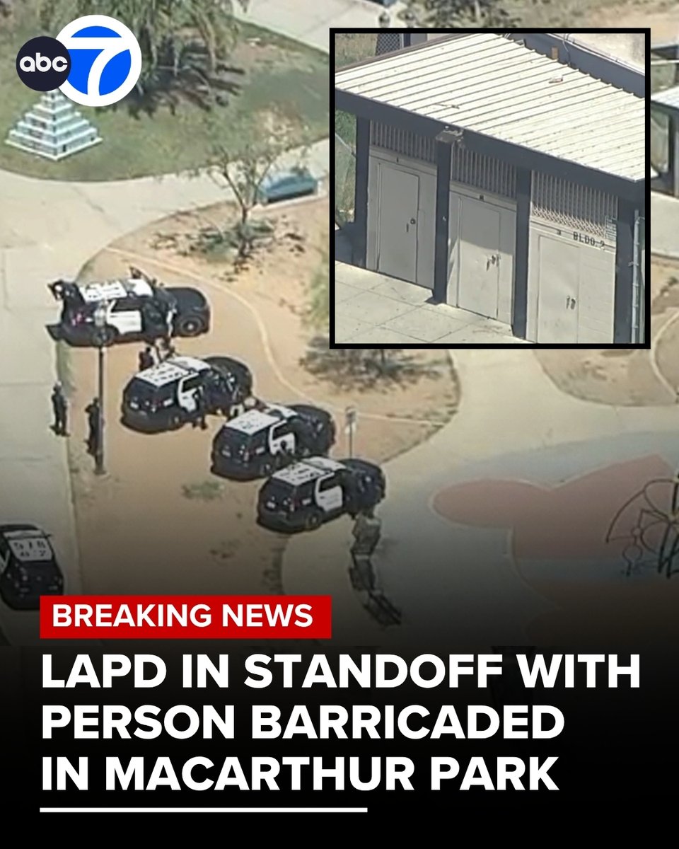 Police officers on Wednesday morning were involved in an ongoing standoff with a person who barricaded themselves in a MacArthur Park restroom after possibly simulating having a firearm, authorities said