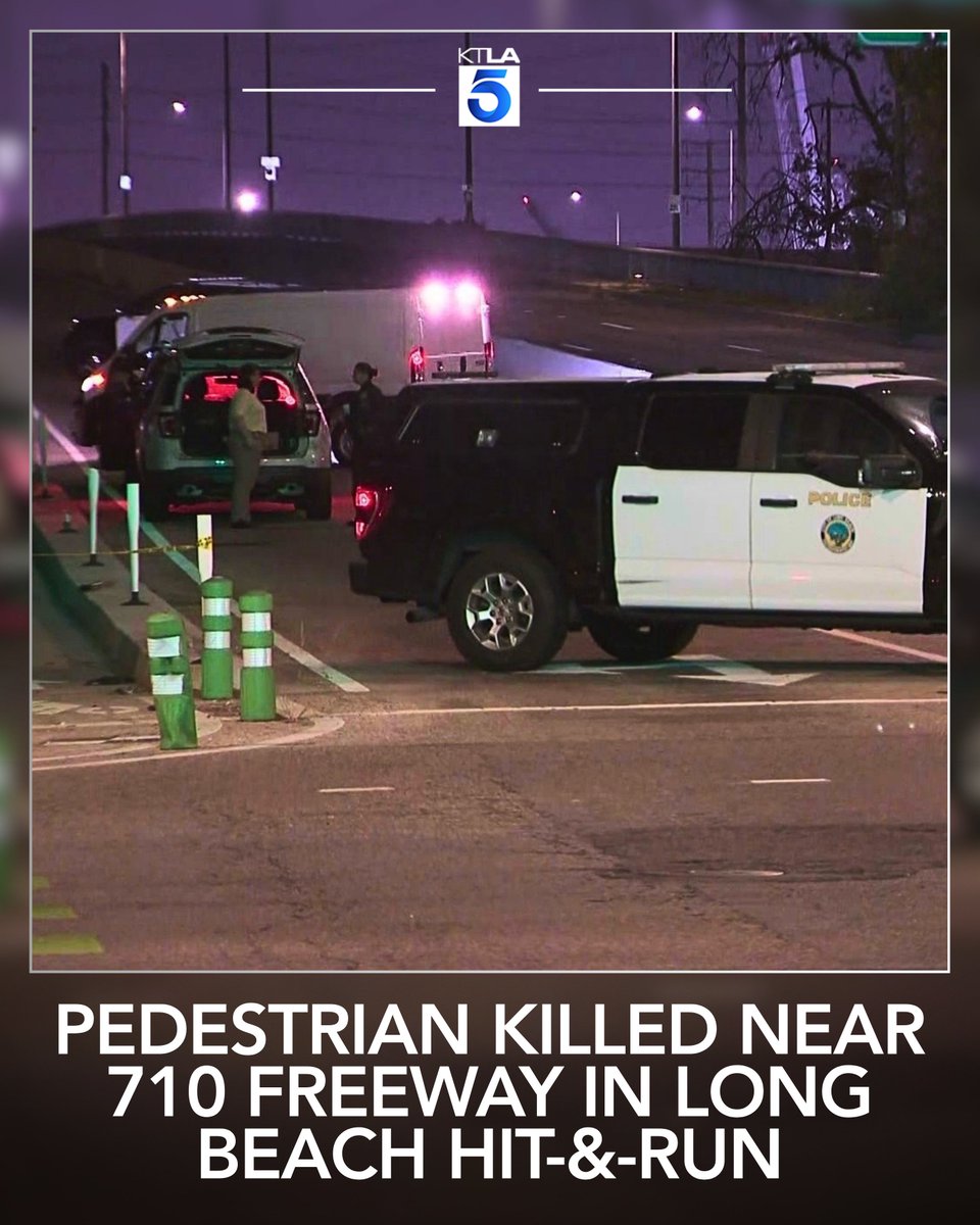 Police are searching for a hit-and-run driver who fatally struck a pedestrian near a 710 Freeway off-ramp in Long Beach overnight