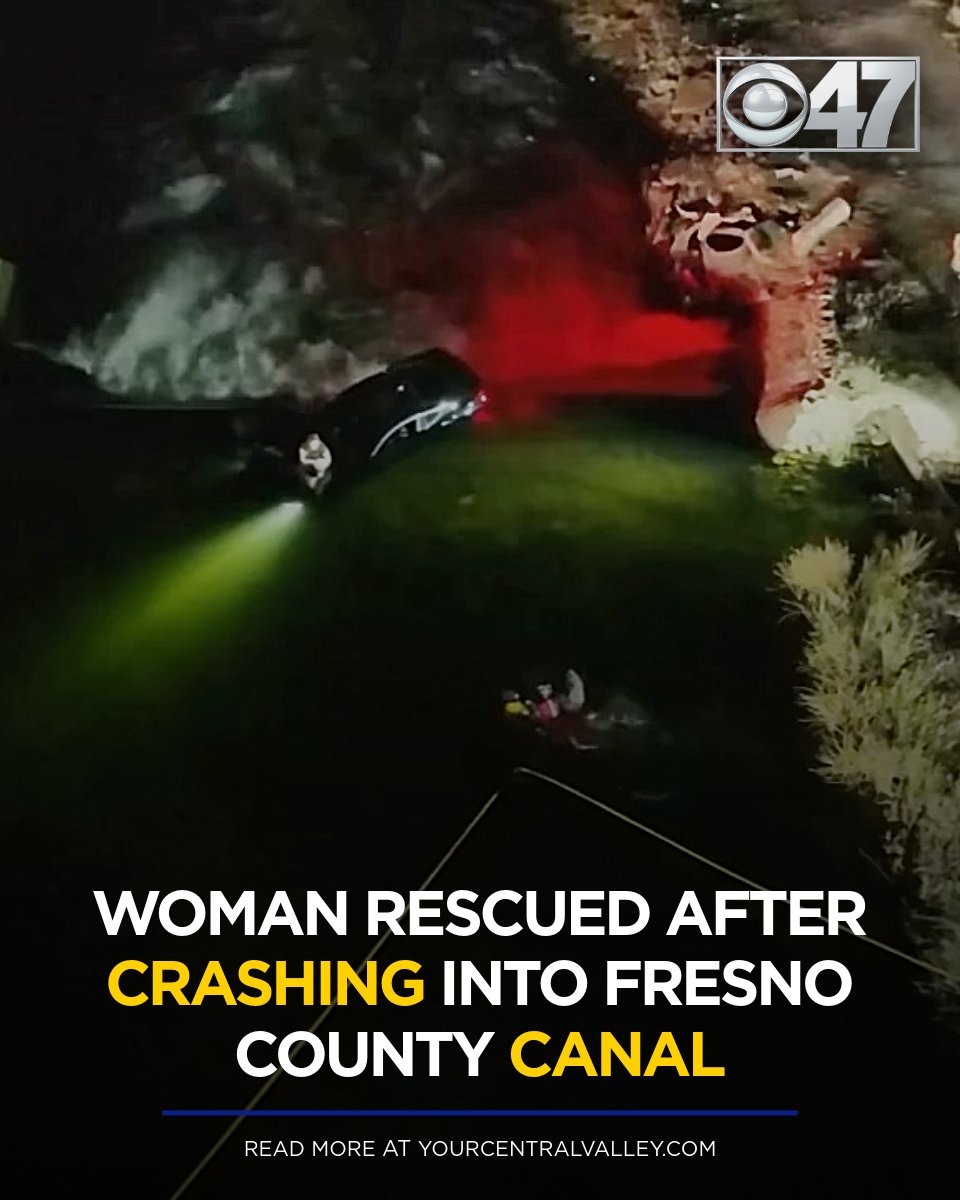 A woman was rescued from swiftwater after crashing into a Fresno County canal, Cal Fire reported Monday