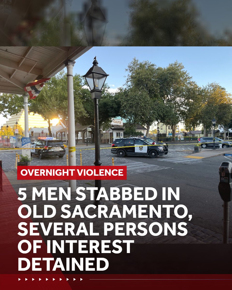 Five men were stabbed in Old Sacramento early Saturday morning. Sacramento police said three persons of interest were detained.